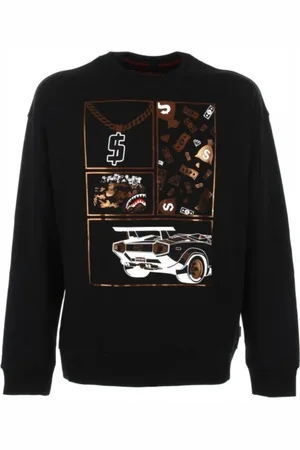Sprayground Sweatshirts & Hoodies, Heren, Zwart, 2Xl, Moderne Be Rich Crewneck in Zwart