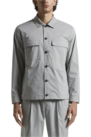 PESERICO SIGN Jassen, Heren, Grijs, S, Katoen, Stretch katoenen lichtgewicht canvas overshirt