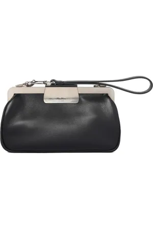 Max Mara Tassen, Dames, Zwart, ONE Size, Leer, Zwarte Clasp Tas met Vintage Afwerking