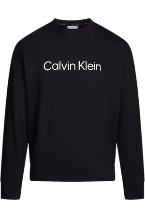 Calvin Klein Sweatshirts & Hoodies, Heren, Zwart, L, Katoen, Zwart Logo Print Sweatshirt