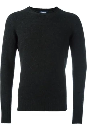 DRUMOHR Truien, Heren, Blauw, 2Xl, Wol, Donkergrijze Crew Neck Pullover Sweater
