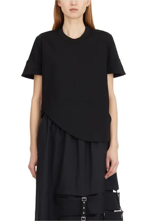 Comme des Garçons Tops, Dames, Zwart, S, Katoen, Asymmetrisch Katoenen T-shirt
