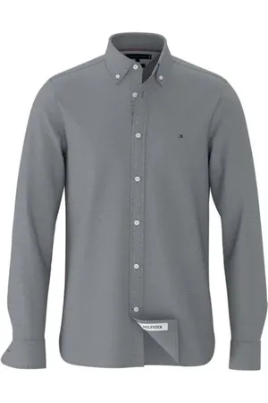 Tommy Hilfiger Overhemden, Heren, Grijs, 2Xl, Carbon Navy Shirt met Lange Mouwen