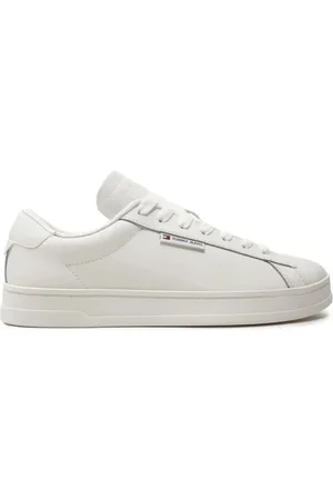 Tommy Hilfiger Schoenen, Heren, Wit, 44 EU, Leer, Witte Leren Lage Sneakers