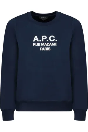 A.P.C. Sweatshirts & Hoodies, Dames, Blauw, S, Katoen, Marineblauwe Sweatshirt met Logo Borduurwerk