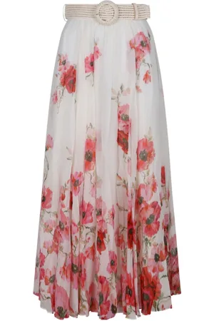 ZIMMERMANN Rokken, Dames, Veelkleurig, S, Katoen, Lightburst Maxi Rok in Crème en Rood