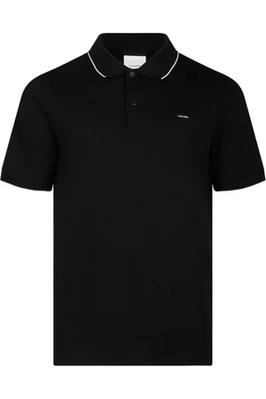 Calvin Klein Tops, Heren, Zwart, 2Xl, Pique Tipping Polo Zwart