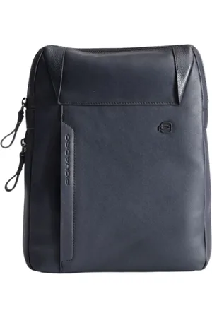Piquadro Tassen, Heren, Blauw, ONE Size, Leer, Blauwe Leren Uitbreidbare Herentas