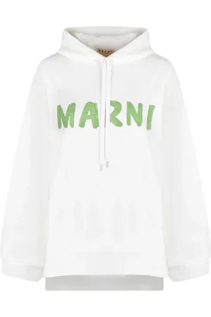 Marni Sweatshirts & Hoodies, Dames, Wit, M, Katoen, Katoenen hoodie met logoprint
