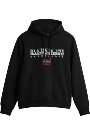 Napapijri Sweatshirts & Hoodies, Heren, Zwart, M, Katoen, Lange Mouw Katoen Zwarte Hoodie