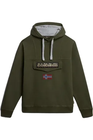 Napapijri Sweatshirts & Hoodies, Heren, Groen, L, Groene Vlag Hoodie Burgee Stijl