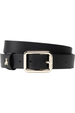Patrizia Pepe Accessoires, Dames, Zwart, L, Gouden Rechthoekige Leren Riem