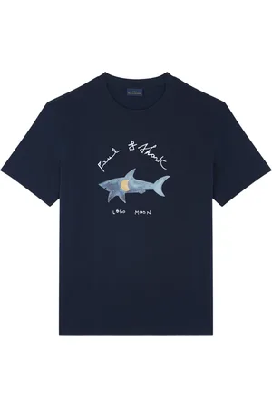 Paul & Shark Tops, Heren, Blauw, L, Katoen, Maan Logo Katoenen Jersey T-shirt