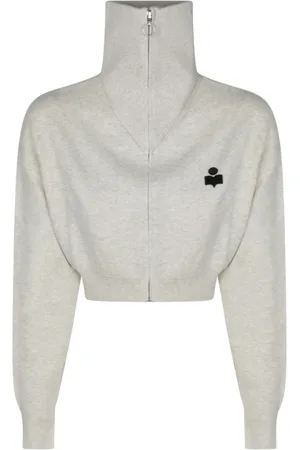 Isabel Marant Truien, Dames, Grijs, S, Katoen, Lichtgrijze Cardigan Sweater