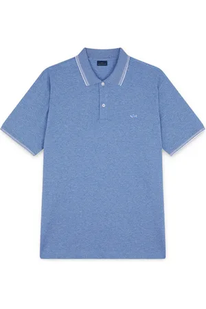 Paul & Shark Tops, Heren, Blauw, 2Xl, Katoen, Gestreepte afwerking katoenen poloshirt