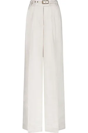 ZIMMERMANN Broeken, Dames, Geel, M, Matchmaker Wide Leg Pant in ivoor