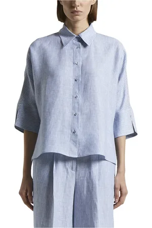 PESERICO SIGN Blouses & Shirts, Dames, Blauw, L, Linnen, Blouses & Shirts