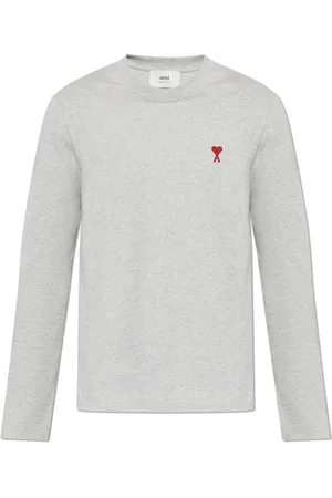 Ami Tops, Heren, Grijs, M, Katoen, Lange mouwen T-shirt
