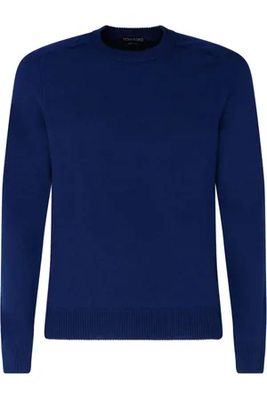 Tom Ford Truien, Heren, Blauw, S, Kasjmier, Donkerblauwe Cashmere Crewneck Jumper