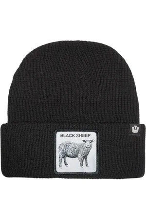 Goorin Bros. Accessoires, Dames, Zwart, ONE Size, Wol, Animal Farm Beanie Hat met Front Patch