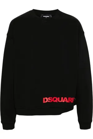 Dsquared2 Sweatshirts & Hoodies, Heren, Zwart, M, Katoen, Zwart Logo Print Sweatshirt