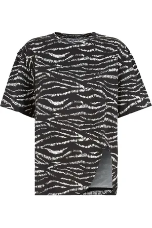 The Attico Tops, Dames, Zwart, M, Katoen, Zebra Print Oversized Zwart T-Shirt