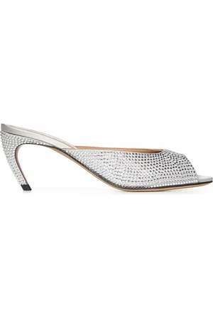 The Attico Schoenen, Dames, Grijs, 38 EU, Zilveren Sandalen Elegant 65mm Hak
