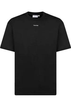 Calvin Klein Tops, Heren, Zwart, XL, Katoen, Zwart Logo Print T-Shirt