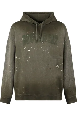 Dsquared2 Sweatshirts & Hoodies, Heren, Groen, 2Xl, Katoen, Logo Print Hoodie in Fir