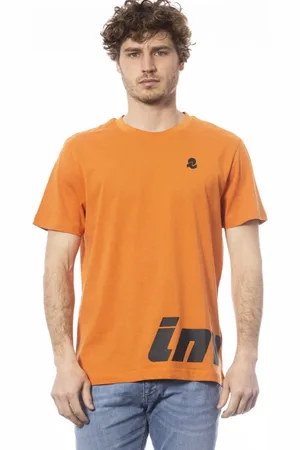 Invicta Tops, Heren, Oranje, M, Katoen, Big Logo Katoenen T-shirt met korte mouwen