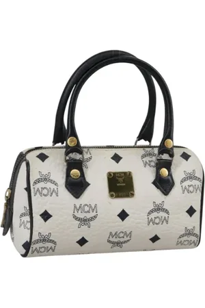 MCM Pre-owned, Dames, Wit, ONE Size, Leer, Tweedehands leren handtassen