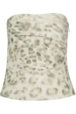 ROTATE Tops, Dames, Veelkleurig, S, Multikleur Strapless Gedrapeerde Top