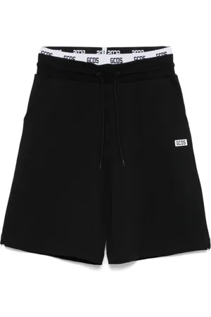 GCDS Korte broeken, Heren, Zwart, L, Katoen, Essentiële Bermuda Shorts met elastische tailleband en logo