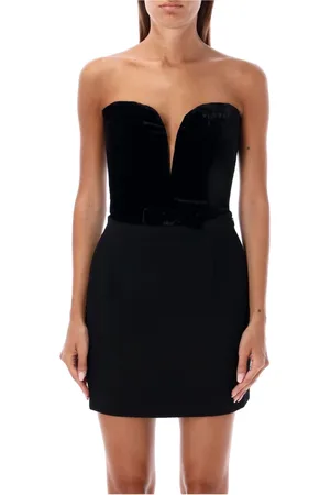 Alessandra Rich Kleedjes, Dames, Zwart, S, Zwart Velvet Bustier Topwear Aw 24