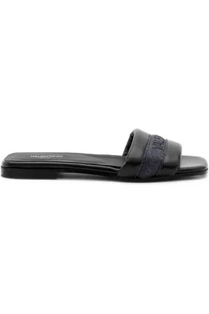VALENTINO Schoenen, Dames, Zwart, 36 EU, Satijn, Elegante Satijnen Slippers voor vrouwen