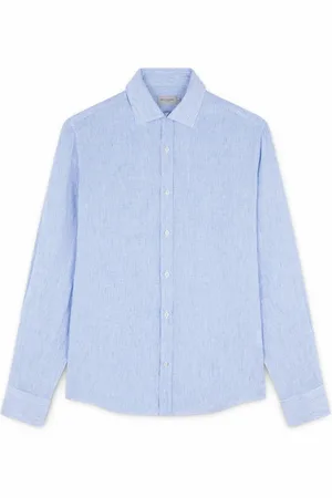 Paul & Shark Overhemden, Heren, Blauw, 4Xl, Linnen, Seersucker overhemd met Franse kraag