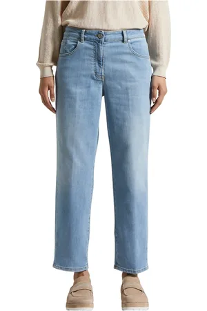 PESERICO SIGN Jeans, Dames, Blauw, XL, Katoen, Gewassen katoenen comfort denim