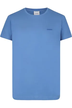 Calvin Klein Tops, Heren, Blauw, M, Katoen, Blauw Jersey Crew Neck T-Shirt