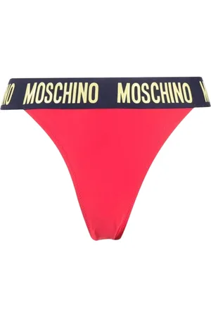 Moschino Badkleding, Dames, Rood, M, Logo Band High Waist Bikini