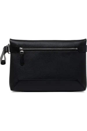 Dunhill Tassen, Heren, Zwart, ONE Size, Leer, Zwarte leren clutch met metalen details