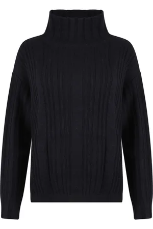 Max Mara Truien, Dames, Blauw, M, Wol, Zwarte Coltrui Trui