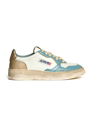 Autry Schoenen, Dames, Veelkleurig, 38 EU, Stijlvolle Wit Zilverblauwe Sneakers