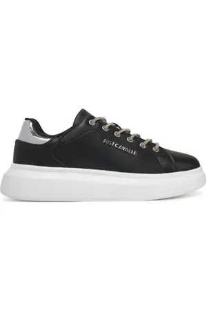 Roberto Cavalli Schoenen, Dames, Zwart, 36 EU, Leer, Zwarte Leren Sneakers Ursa Model