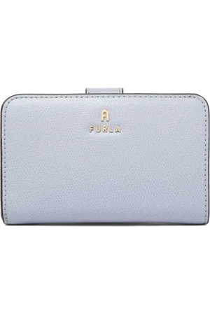 Furla Accessoires, Dames, Blauw, ONE Size, Leer, Cloud Camelia Compact Portemonnee Grijs