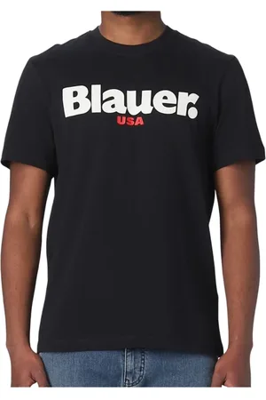 Blauer Tops, Heren, Zwart, M, Katoen, Zwarte Maxi Logo T-shirt Mannen