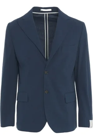 Paolo Pecora Jassen, Heren, Blauw, M, Katoen, Blauwe Blazer Verfijnd Ontwerp Middenachter Split