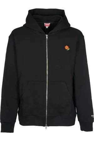 Kenzo Sweatshirts & Hoodies, Heren, Zwart, L, Katoen, Geborduurde Rits Sweater Zwart