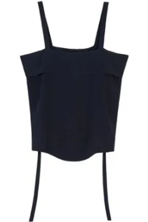TELA Tops, Dames, Zwart, XS, Verstelbare Band Zwarte Cupro Top