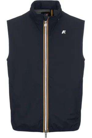 K-Way Jassen, Heren, Blauw, L, Blauwe Gebreide Jas met Windbescherming