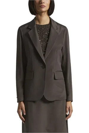 PESERICO SIGN Jassen, Dames, Bruin, M, Single-breasted blazer in crêpe de chine